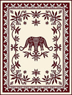 Crimson Elephant Floral Frame Rug