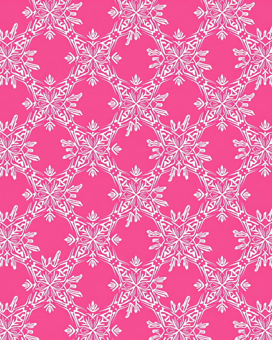 Pink White Intricate Floral Medallion Rug