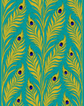 Golden Peacock Feather Teal Rug