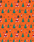 Christmas Trees Santas Gnomes Orange Background Rug