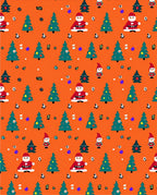 Christmas Trees Santas Gnomes Orange Background Rug
