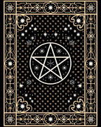 Celestial Golden Pentagram Starry Night Rug