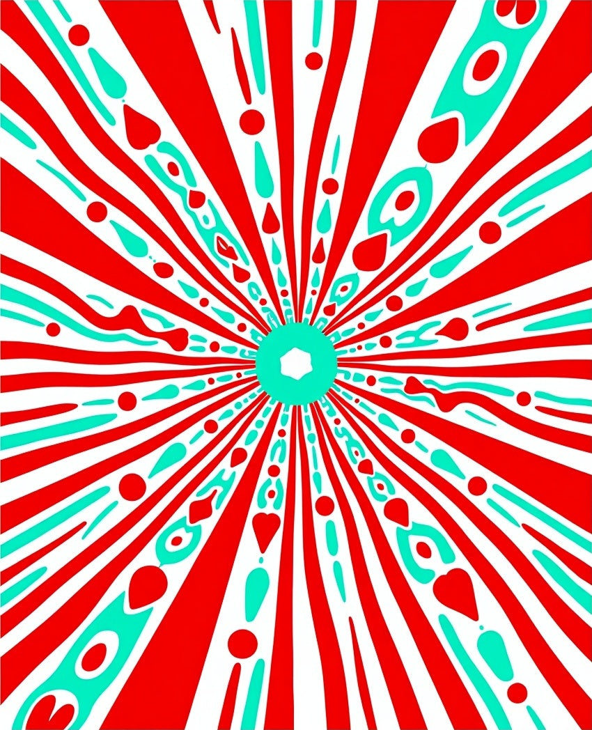 Radiant Red Turquoise Starburst Medallion Rug