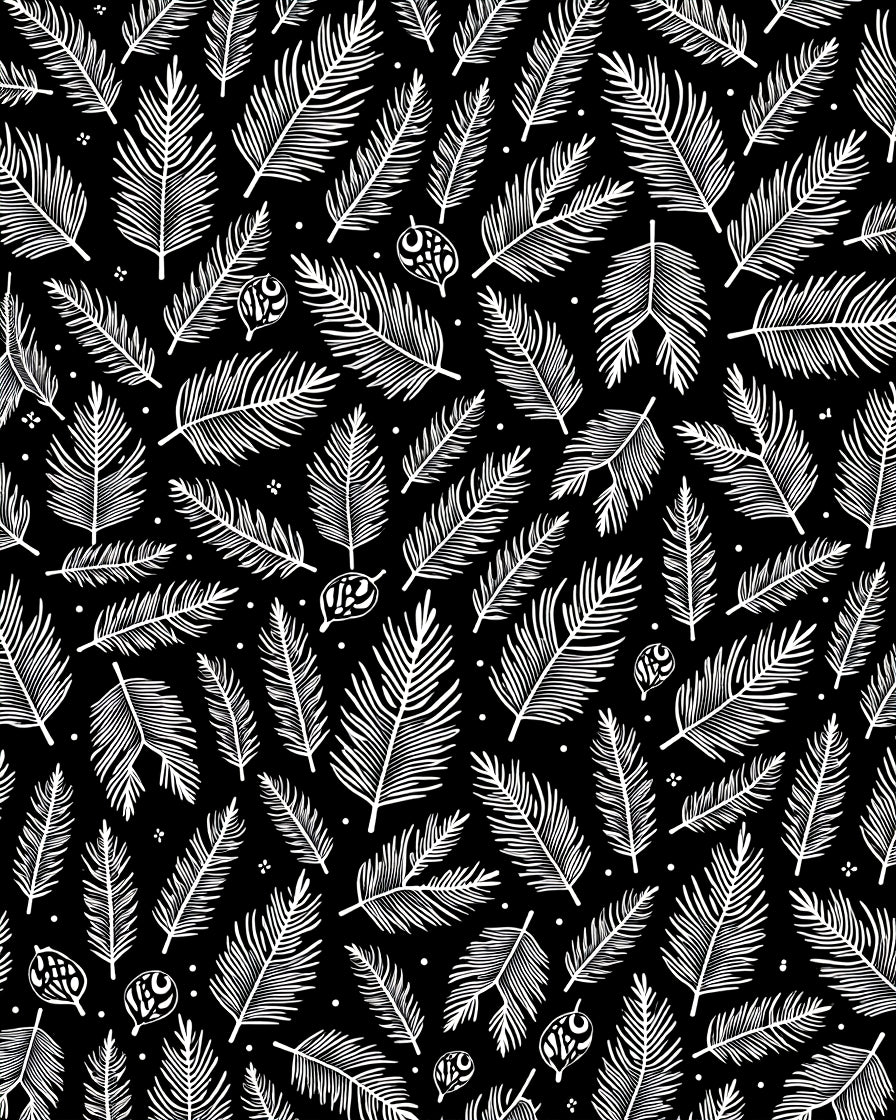 Black White Feather Garden Rug