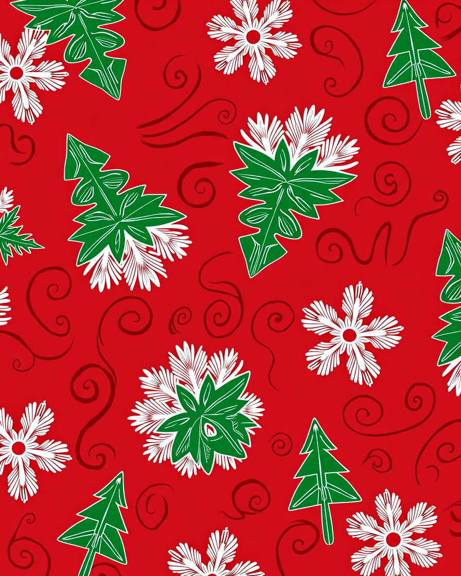 Red Green White Festive Christmas Trees Rug