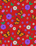 Vibrant Orange Butterfly Floral Bloom Rug