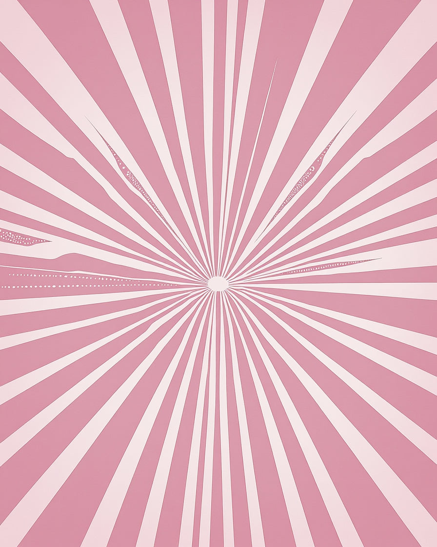 Retro Pink Sunburst Radiation Rug