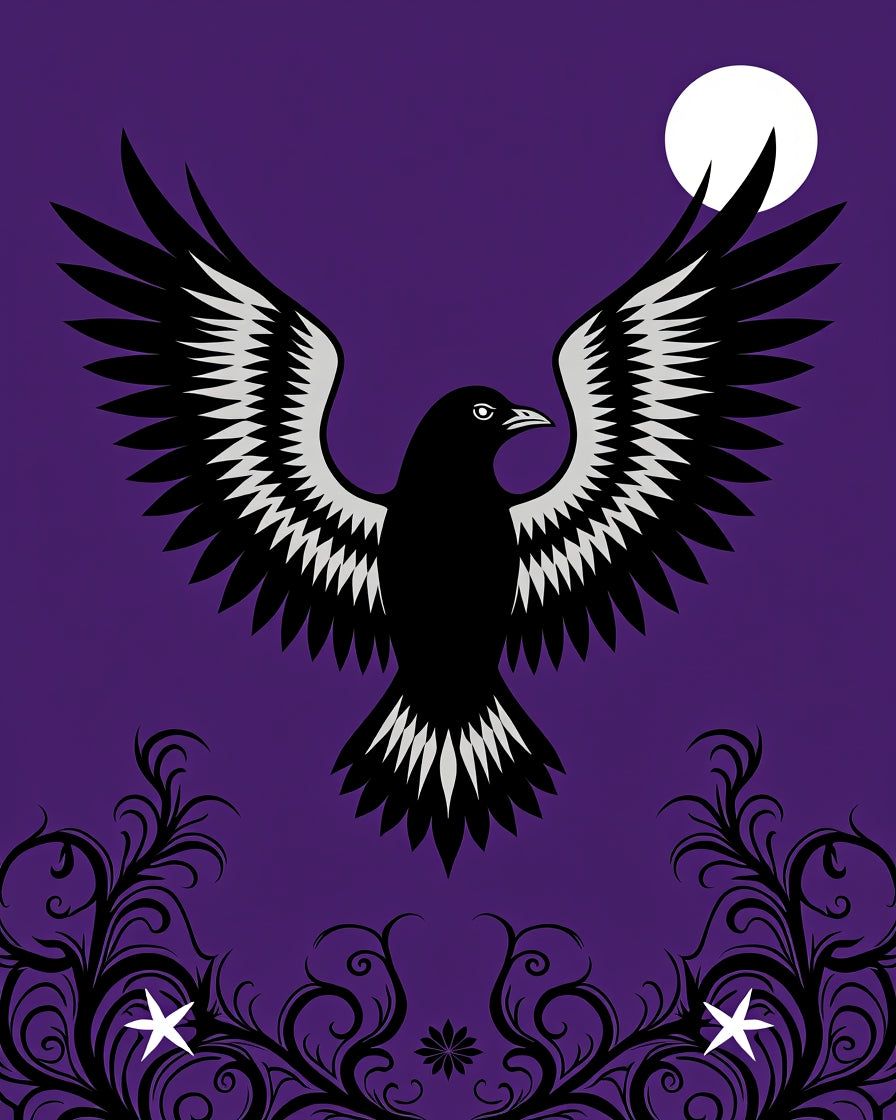 Purple Crow Moon Swirl Accent Rug