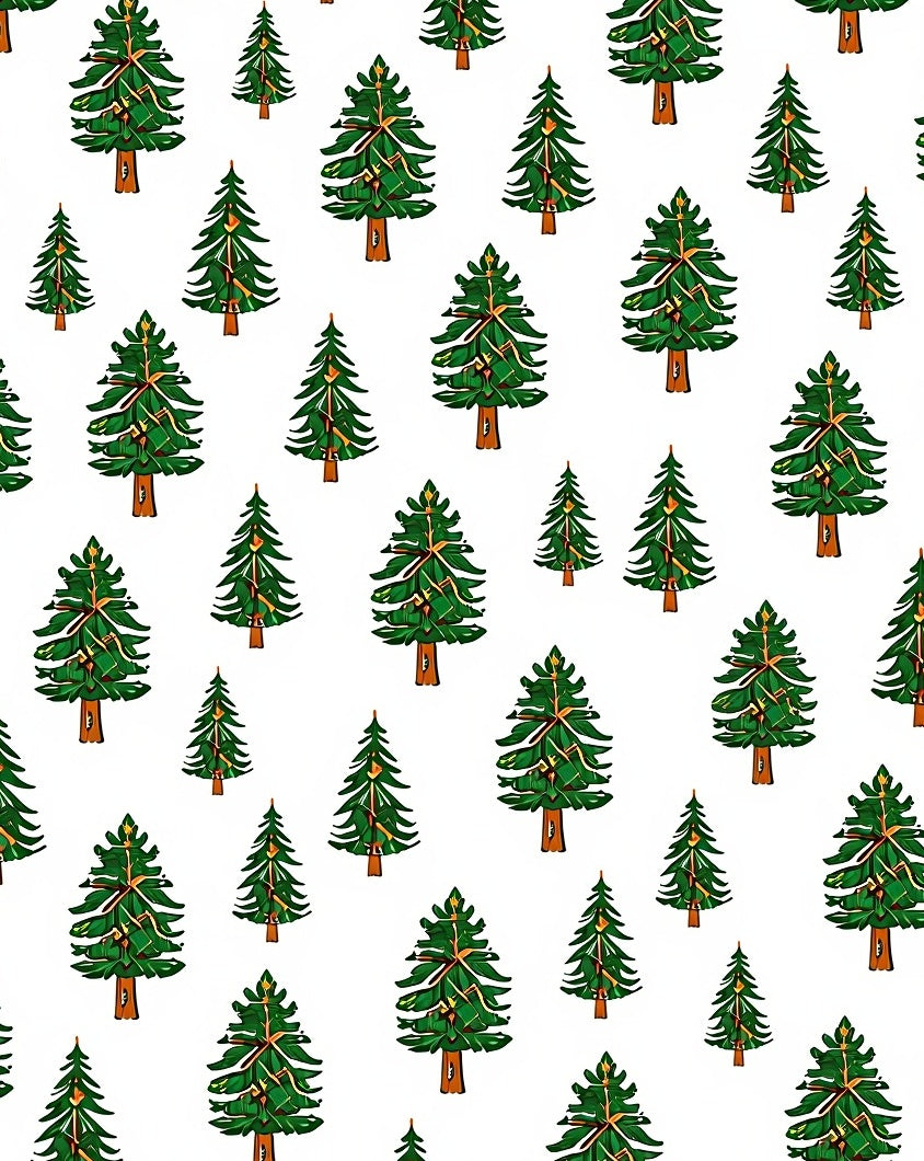 Evergreen Christmas Trees Scattered Background Rug