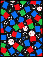 Playful Red Blue Green Sports Squares Rug