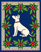 White Pup Holly Border Oval Rug