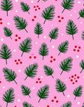 Pink Forest Evergreen Sprigs Stars Rug