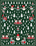 Festive Green Christmas Icon Collage Rug