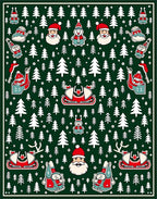 Festive Green Christmas Icon Collage Rug