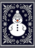 Dark Blue Snowman Snowflake Frame Rug