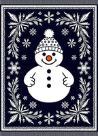 Dark Blue Snowman Snowflake Frame Rug