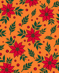 Vibrant Red Floral Branches Orange Rug