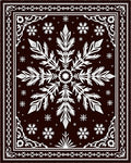 Dark Brown White Floral Snowflake Rug