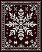 Dark Brown White Floral Snowflake Rug