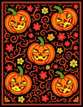Spooky Orange Jack-o'-lantern Skull Vine Rug