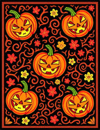 Spooky Orange Jack-o'-lantern Skull Vine Rug