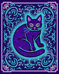 Mystical Purple Cat Swirls Rug