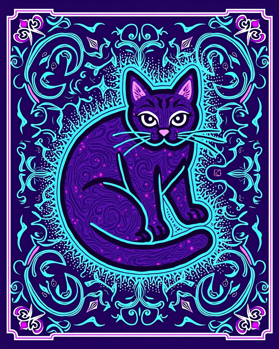 Mystical Purple Cat Swirls Rug