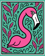 Pink Flamingo Feathered Teal Square Art Rug