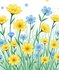 Yellow Blue Daisy Meadow Field Rug