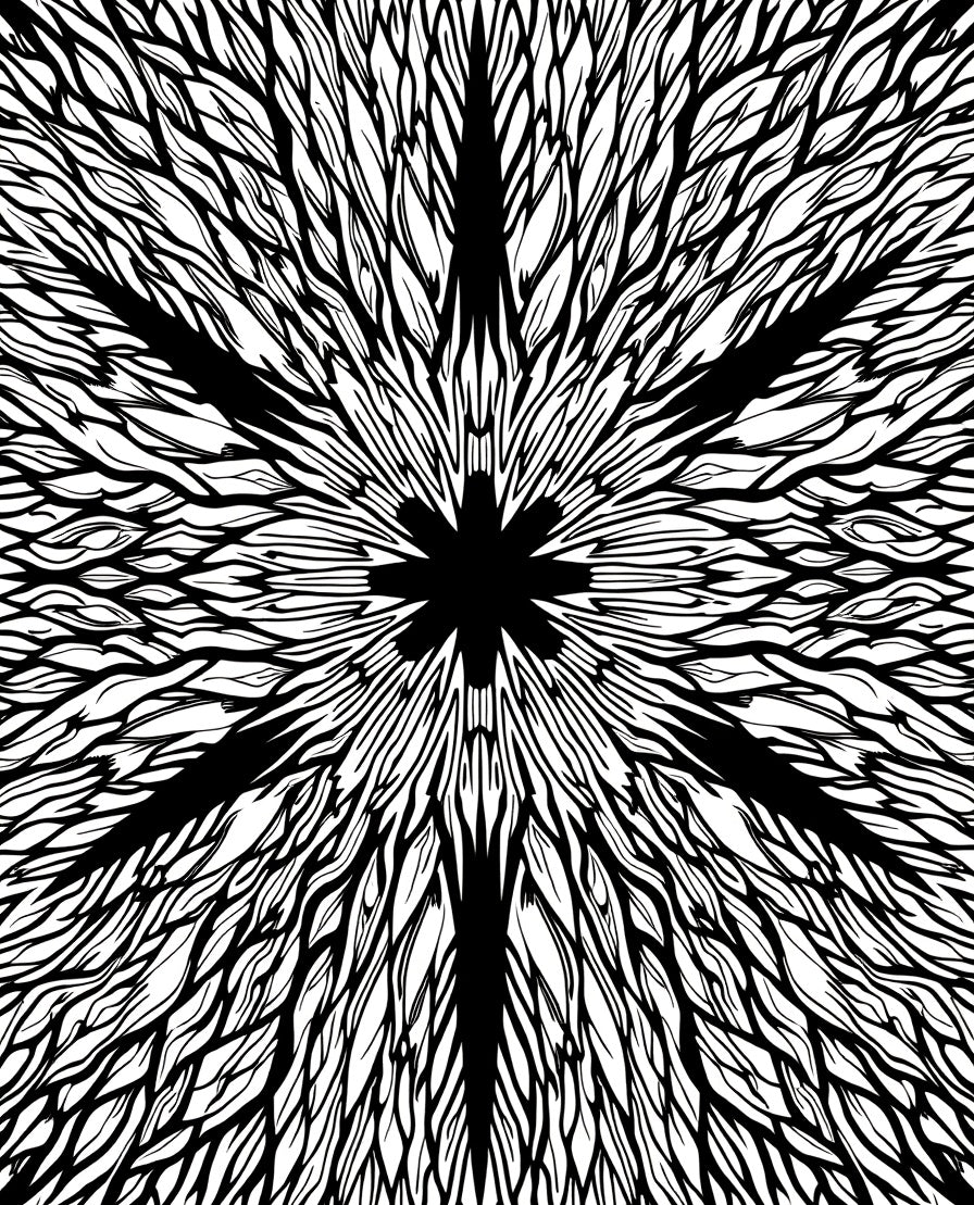 Black White Starburst Organic Textures Rug