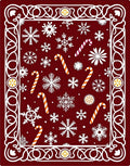 Crimson Snowflake Candy Cane Border Rug