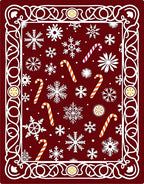 Crimson Snowflake Candy Cane Border Rug