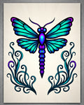 Iridescent Teal Blue Dragonfly Art Rug