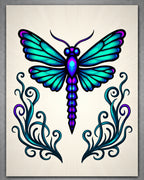 Iridescent Teal Blue Dragonfly Art Rug