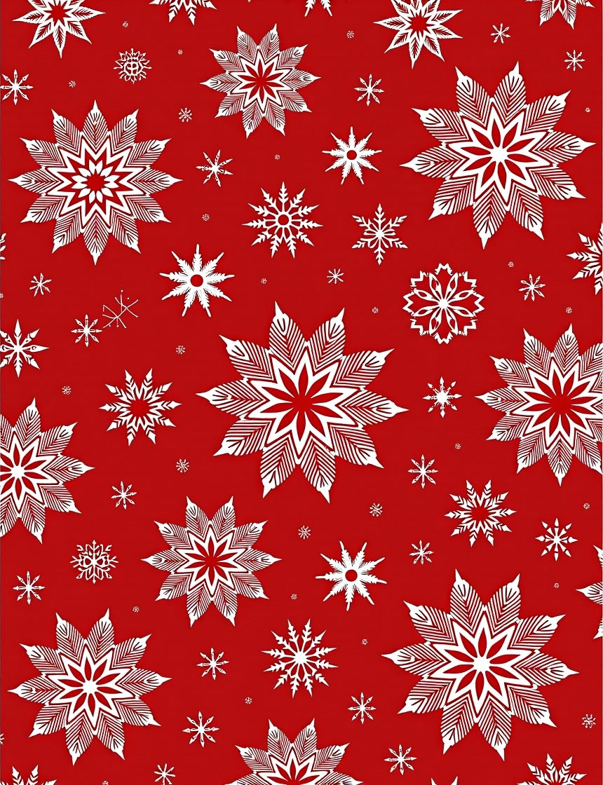 Red White Snowflake Cluster Rug