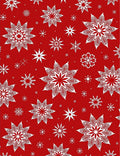 Red White Snowflake Cluster Rug