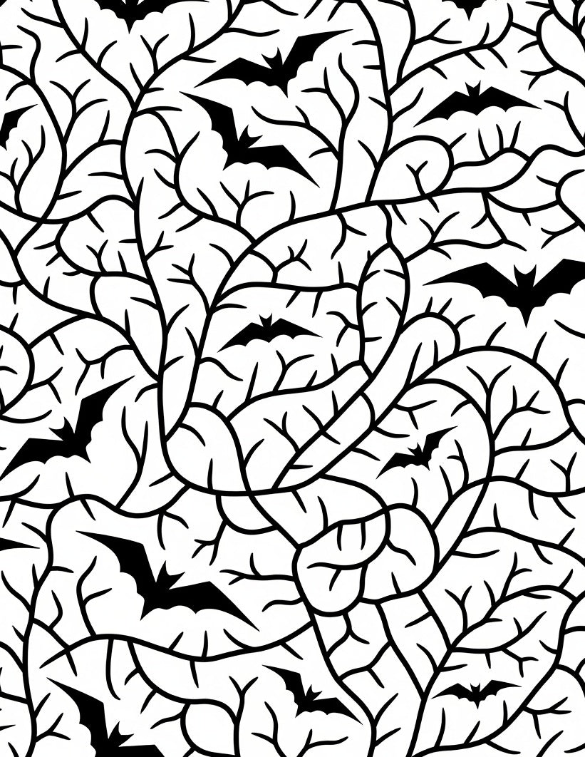 Black Bats Entangled Branches Background Rug