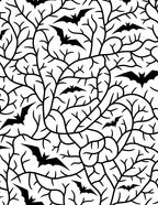 Black Bats Entangled Branches Background Rug