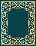 Ornate Teal Golden Baroque Frame Rug