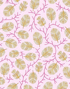 Golden Feathers Pink Coral Branch Rug