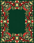 Bold Red Yellow Foliage Border Rug