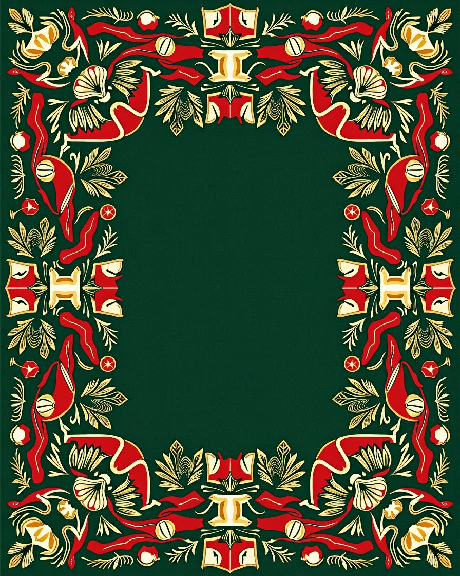 Bold Red Yellow Foliage Border Rug