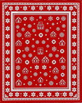 Festive Red Snowflake Village Rug