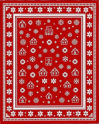 Festive Red Snowflake Village Rug