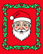 Merry Santa Christmas Holly Wreath Rug