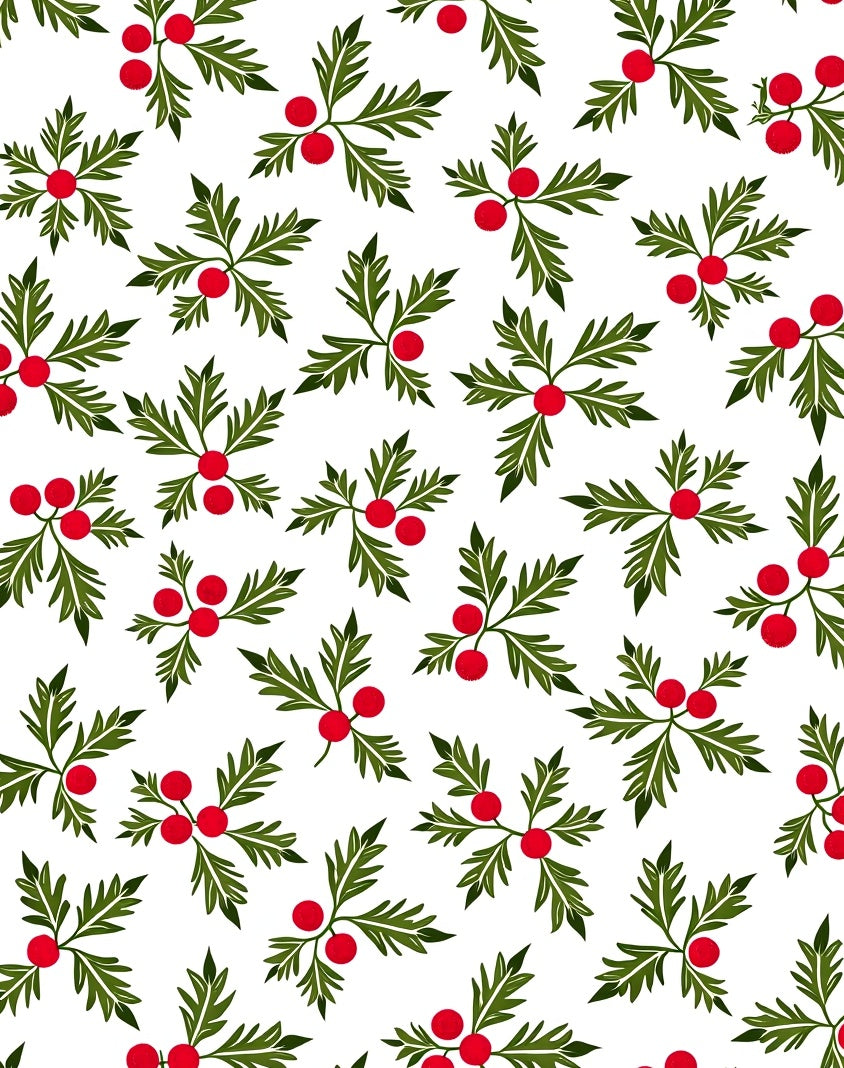 Classic Red Berry Holly Sprigs Rug