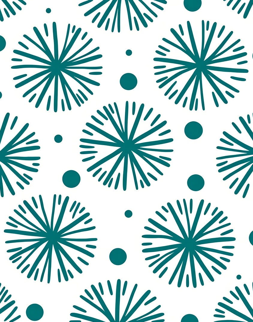 Teal Sunburst Dot Mid-Century Rug