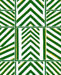 Green White Chevron Quilted Stripe Rug