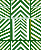 Green White Chevron Quilted Stripe Rug