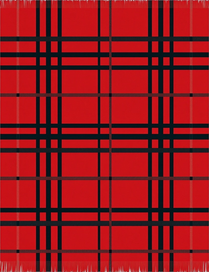 Bold Red Black Plaid Tartan Rug